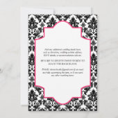 Invitation Damas noir blanc, Coeurs de Parties scintillant ro (Dos)