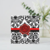 INVITATION DAMAS NOIR & BLANC, MONOGRAMME À CACHET DE CIRE RO (Debout devant)