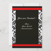 INVITATION DAMAS NOIR & BLANC, MONOGRAMME AVEC SCEAU DE CIRE  (Dos)