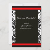 INVITATION DAMAS NOIR & BLANC, MONOGRAMME AVEC SCEAU DE CIRE (Dos)