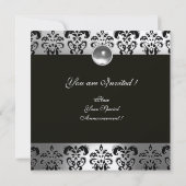 Invitation DAMAS NOIR & BLANC MONOGRAMME champagne pierre de  (Dos)