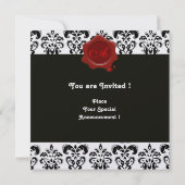 Invitation DAMAS NOIR & BLANC, MONOGRAMME DE CIRE ROUGE Ice (Dos)