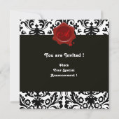 Invitation DAMAS NOIR & BLANC, MONOGRAMME DE CIRE ROUGE Ice (Dos)