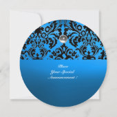 INVITATION DAMAS NOIR & BLEU PIERRE GEM MONOGRAMME (Dos)