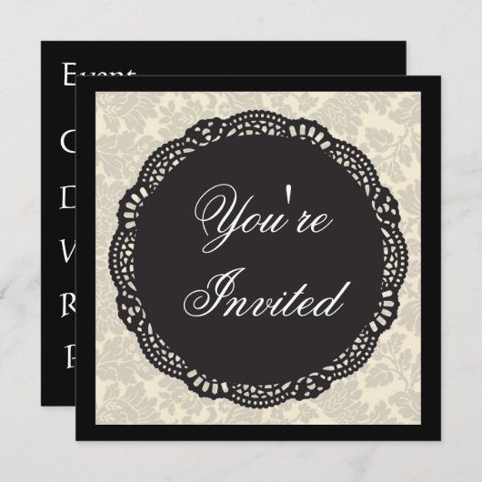 Invitation Damas noir et blanc (Devant / Derrière)
