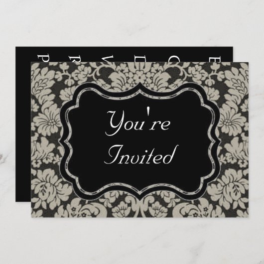 Invitation Damas noir et blanc (Devant / Derrière)