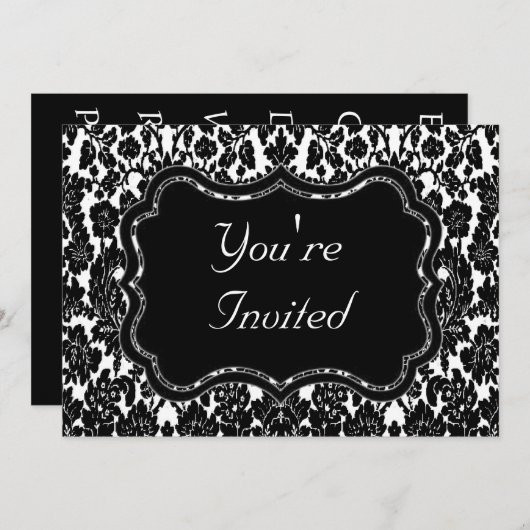 Invitation Damas noir et blanc (Devant / Derrière)