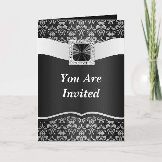 Invitation Damas noir et blanc (Devant)