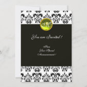 Invitation DAMAS NOIR ET BLANC À MONOGRAMME, topaze jaune (Dos)