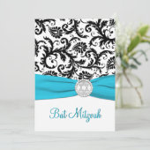 Invitation Damas noir et blanc avec Aqua IMPRIMÉ RIBBON (Debout devant)