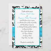 Invitation Damas noir et blanc avec ruban bleu Faux (Dos)