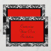 Invitation Damas noir et blanc, écarlate (Devant / Derrière)