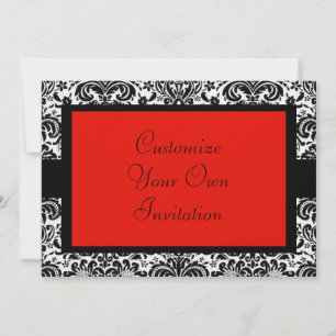 Invitation Damas noir et blanc, écarlate