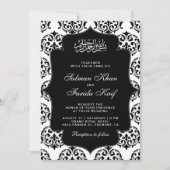 Invitation Damas noir et blanc Mariage musulman islamique (Devant)
