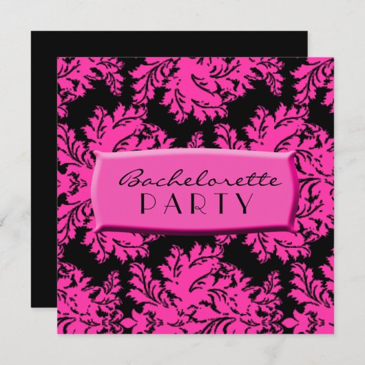Invitation Damas noir et rose chaud (Devant / Derrière)