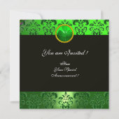 INVITATION DAMAS NOIR VERT AVEC MONOGRAMME ÉMERALDE TRÈFLE (Dos)