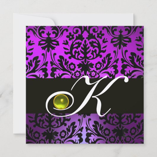 INVITATION DAMAS NOIR VIOLET MONOGRAMME TOPAZE JAUNE (Devant)