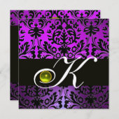 INVITATION DAMAS NOIR VIOLET MONOGRAMME TOPAZE JAUNE (Devant / Derrière)