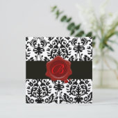 INVITATION DAMAS OR ET NOIR, MONOGRAMME AU SCEAU DE CIRE ROUG (Debout devant)