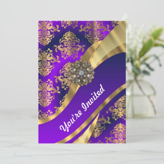 Invitation Damas pourpre et or (Debout devant)