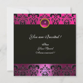 Invitation DAMAS POURPRE NOIR MONOGRAMME Améthyste Fuchsia (Dos)
