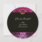 Invitation DAMAS POURPRE NOIR MONOGRAMME Améthyste Fuchsia (Dos)