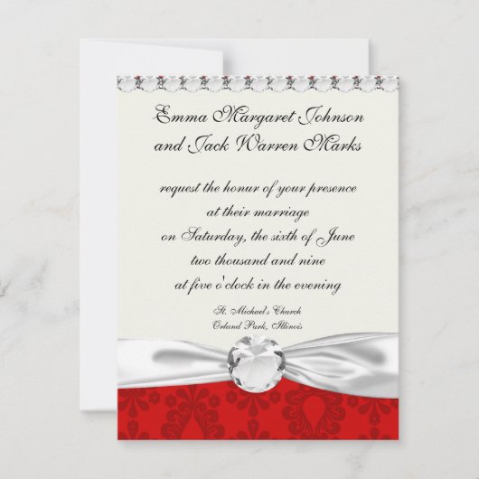 Invitation damas rouge à deux tons (Devant)