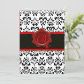INVITATION DAMAS ROUGE, NOIR ET BLANC, MONOGRAMME À SCEAU DE  (Debout devant)