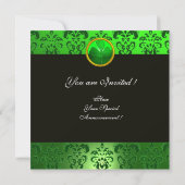 Invitation DAMAS VERT AVEC TRÈFLE À TROIS FEUILLES, noir (Dos)