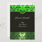 Invitation DAMAS VERT AVEC TRÈFLE À TROIS FEUILLES, noir (Dos)