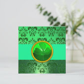 Invitation DAMAS VERT AVEC TRÈFLE ,noir (Debout devant)