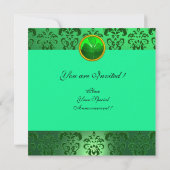Invitation DAMAS VERT AVEC TRÈFLE ,noir (Dos)