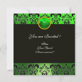 Invitation DAMAS VERT AVEC TRÈFLE, noir (Dos)