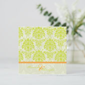 Invitation Damas vert citron sur ivoire/accent orange (Debout devant)