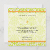 Invitation Damas vert citron sur ivoire/accent orange (Dos)