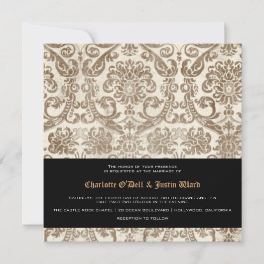 Invitation damas vintages;mariage marriage marriages (Devant)
