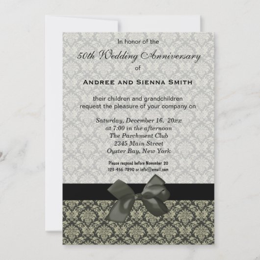 Invitation Damask 50e anniversaire de mariage (Devant)