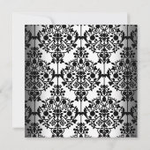 Invitation Damask Anniversaire Party Gold Black White Floral (Dos)