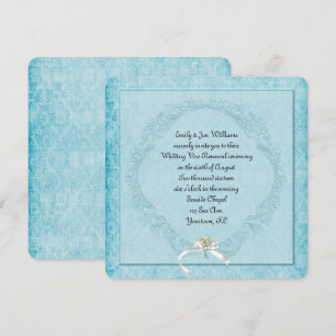 Invitation Damask aqua vintage
