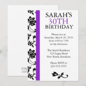 Invitation Damask Birthday (Devant / Derrière)