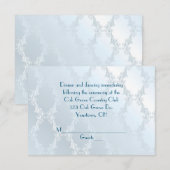 Invitation Damask bleu perlé RSVP (Devant / Derrière)