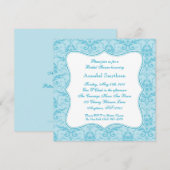 Invitation Damask Blue Elegance (Devant / Derrière)