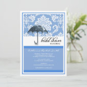 Invitation Damask Bridal Shower en bleu (Debout devant)
