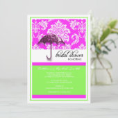 Invitation Damask Bridal Shower en vert et rose (Debout devant)