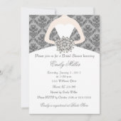Invitation Damask Bride Grey nuptiale de douche (Devant)