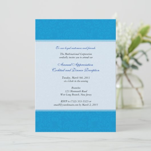 Invitation Damask Cerulean (Debout devant)