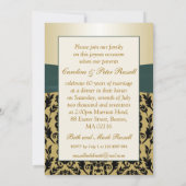 Invitation Damask coeur d'or noir 50e anniversaire Mariage (Dos)