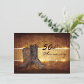 Invitation damask cowboy country 50e anniversaire mariage (Debout devant)