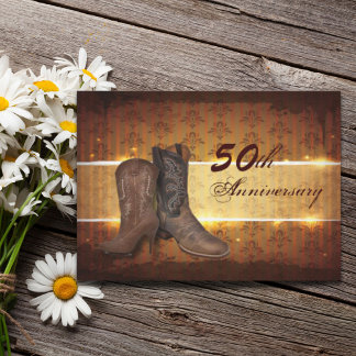 Invitation damask cowboy country 50e anniversaire mariage