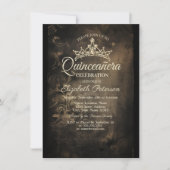 Invitation Damask Dark Gothic Quinceañera (Devant)